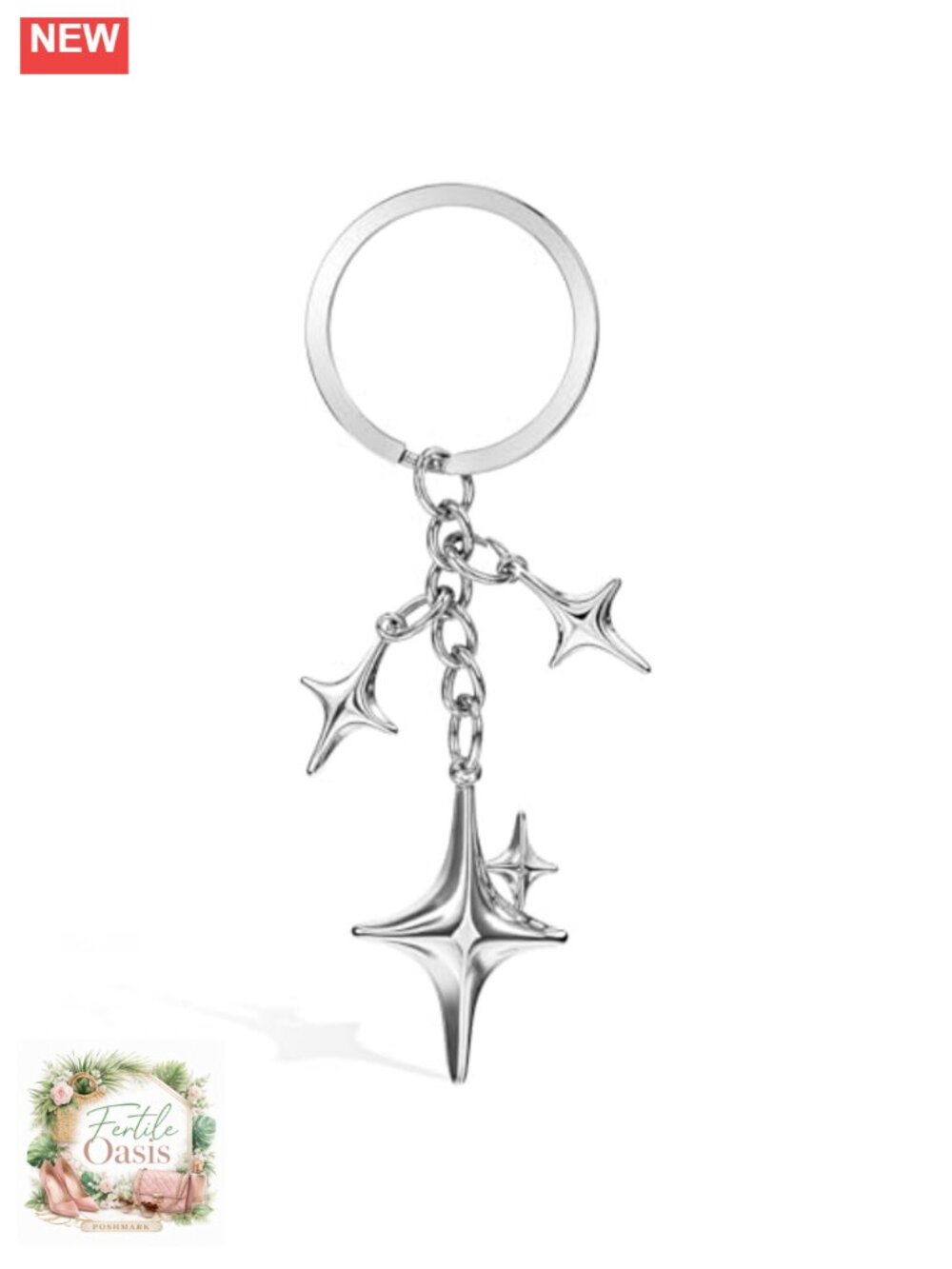 Star Keychain Purse Charm Y2K Aesthetic Stainless Steel Bag Charm Metal Keyring